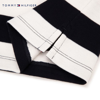 TOMMY HILFIGER24秋冬童装男纯棉休闲学院风条纹长袖POLO衫TH2432167 黑白条纹654 7/130cm