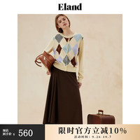 ELAND衣恋半身裙女休闲风A字弹力针织长裙2024秋季 棕色(85)Brown M/165