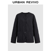 URBAN REVIVO UR2024秋冬女装气质菱格绗缝设计双口袋羽绒服UWM140001 正黑 M