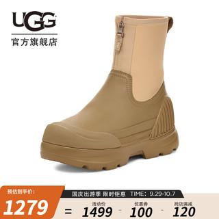 UGG 男女同款时尚舒适厚底圆头拉链休闲短靴时装靴 1158235 芥菜籽色/羚羊色 38