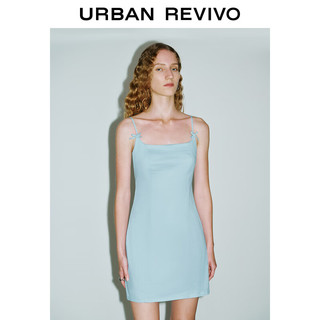 URBAN REVIVO UR2024秋季女装甜辣俏皮感蝴蝶结吊带连衣裙UYY740012 淡蓝 S