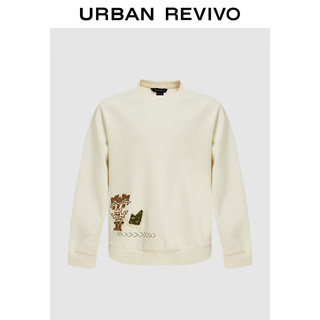 URBAN REVIVO UR2024秋冬男装休闲图案圆领套头卫衣UML440169# 米白 XS