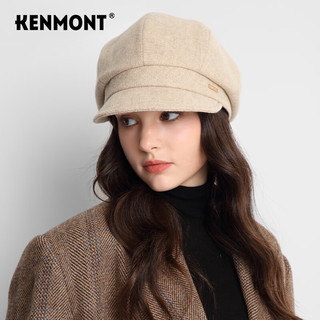 KENMONT 卡蒙 纯羊毛鸭舌贝雷帽女显脸小小香风英伦毛呢八角画家帽新km-5251