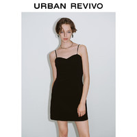 URBAN REVIVO UR2024秋季女装时尚气质氛围感短款吊带连衣裙UYV740027 正黑 M