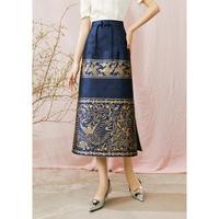 晚白 ONEBUYE2024秋季时尚百搭简约半裙气质新中式国风半身裙