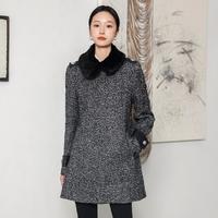 CLAUDIE PIERLOT 秋季毛领花毛呢大衣外套女高级感