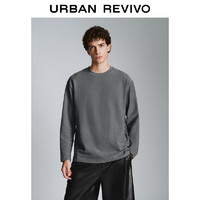 URBAN REVIVO UR2024秋季男装肌理感圆领长袖T恤UMM440012 冷灰 S