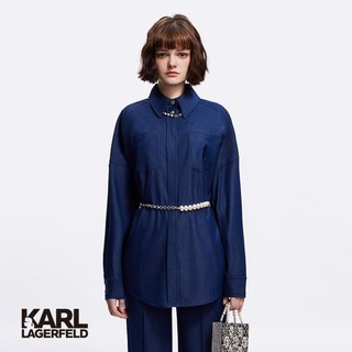 KARL LAGERFELD logo绣花仿牛仔轻薄女士宽松衬衫