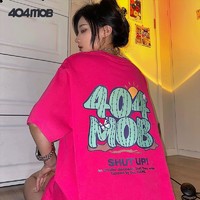 百亿补贴：404MOBGANG 404MOB荆棘logo美式复古印花个性T恤男短袖ins潮流潮牌情侣打底衣