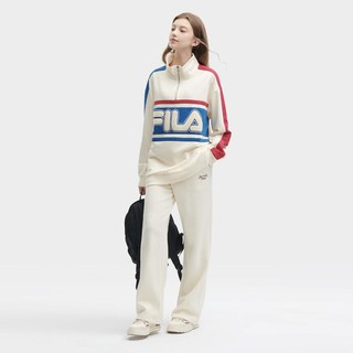 FILA 斐乐 运动卫衣男女同款时尚休闲宽松透气拼接立领针织套头衫