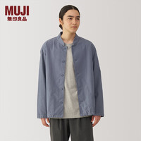 无印良品（MUJI） 男式 法兰绒 衬衫式夹克 男士外套秋季款 长袖24年秋 烟熏蓝色 XL 180/104A