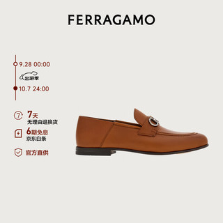 Salvatore Ferragamo 菲拉格慕 Ferragamo）男士棕色Gancini扣饰莫卡辛鞋 0769243_3E _ 85/43