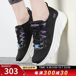 SKECHERS 斯凯奇 跑步鞋女 缓震舒适轻便透气低帮休闲运动鞋子 117382-BLK 35