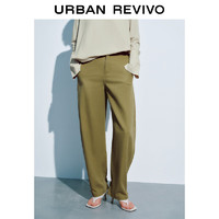 URBAN REVIVO UR2024秋季女装时尚休闲复古设计感宽腿裤UWH640051 草绿 XS