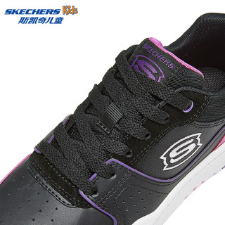 Skechers斯凯奇儿童板鞋春秋低帮休闲复古男童厚底轻便防滑运动鞋406157L 女童/绑带/黑色/多彩色/BKMT 39码