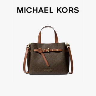 移动端、京东百亿补贴：MICHAEL KORS 迈克·科尔斯 女包EMILIA老花单肩手提包斜挎包 小号 深棕色/橡果棕色