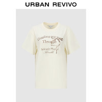 URBAN REVIVO UR2024秋季女装潮流休闲美式复古印花短袖T恤UWV440225 本白 XS