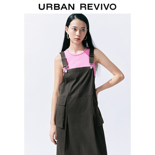 URBAN REVIVO UR2024秋季女装户外露营风立体口袋宽带连衣裙UWV740109 深灰 XL