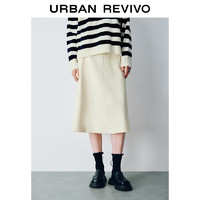 URBAN REVIVO UR2024秋冬季女装时尚通勤风纯色A字宽松半裙UWU530044 象牙白 XS