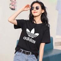 限尺码：adidas ORIGINALS Adidas阿迪达斯三叶草女子短袖宽松运动休闲透气圆领T恤