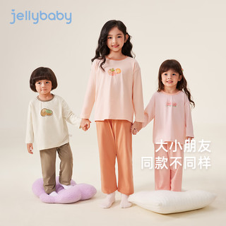 JELLYBABY兄妹款家居服套装男女童圆领印花长袖上衣舒适长裤子睡衣套装秋季 粉色 100cm