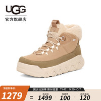 UGG 男女同款时尚舒适厚底溢毛系带休闲靴户外短靴 1158210 沙色 40