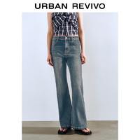 URBAN REVIVO UR2024秋季女装时髦复古百搭修身微喇牛仔长裤UYY840018 蓝色 27