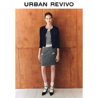 URBAN REVIVO UR2024秋季女装复古少女感蝴蝶结短款针织半裙UYU940003 中灰 XL