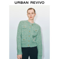 UR【HOT】2024秋冬女装花纱金属纽扣针织开衫UWG940339 绿色 S