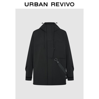 URBAN REVIVO UR2024秋冬男装潮牌可拆卸条带超宽松夹克外套UMV140061 正黑 L(XL-XXL)