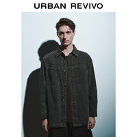 URBAN REVIVO UR2024秋季新款男装复古时髦高街贴袋水洗牛仔衬衫UMF840079