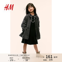 H&M童装女童2024秋季疏水裙式下摆外套1242932 深灰色 150/76