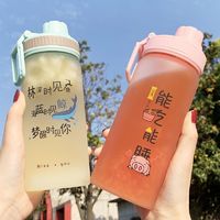 创意水杯女吸管杯子女学生韩版可爱ins网红清新便携磨砂玻璃杯女