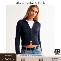 ABERCROMBIE & FITCH女装 24秋季百搭辣妹翻领拉链针织开衫KI150-4230 海军蓝 XXS (160/80A)