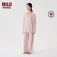 MUJI 無印良品 女式柔软针织前开睡衣套装女士家居服女款春秋 FD22CC4A 烟熏粉色 L-XL