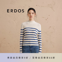 ERDOS 24秋冬半高领条纹海魂修身显瘦优雅淑女百搭女套衫羊绒衫 蓝白条纹 160/80A/S