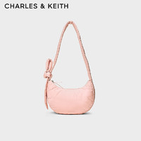 CHARLES&KEITH24秋季新品简约绊带拉链尼龙斜挎包女士CK2-40271394-1 Pink L