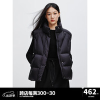 太平鸟女装立领轻薄羽绒背心2024冬新款宽松气质马甲软糯保暖外套 黑色 L