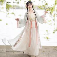 茗月萱 又见春 女士宋制汉服对襟长褙子绣花短衫百迭裙日常套装