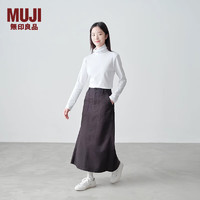 无印良品（MUJI）女式 水洗 人字纹 直筒裙 长半身裙女秋款裙子女装24年秋BE1U8A4A 黑色 L (165/70A)