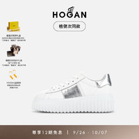 HOGAN 鞋2024H-STRIPES休闲厚底饼干鞋 白/银 女款 36 拍小半码