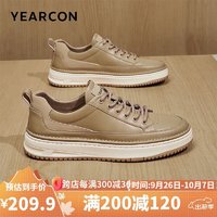 YEARCON 意尔康 男鞋2024简约系带板鞋潮流运动休闲鞋 96481W 杏色 38