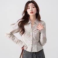 JEANSWEST 真维斯 女士竖条纹V领短款衬衫