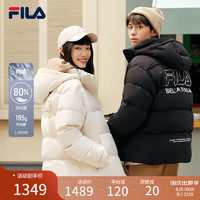 FILA 斐乐 女装羽绒服 情侣款冬季宽松休闲连帽简约保暖羽绒上衣外套