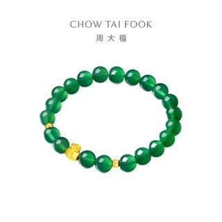 CHOW TAI FOOK 周大福 年年有鱼福袋足金黄金玉髓手串女EOR556