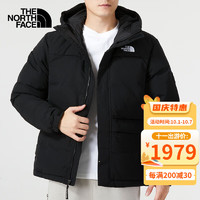 THE NORTH FACE 北面 羽绒服男秋冬户外面包服防风保暖700蓬宽松连帽鹅绒夹克 JK3/黑色/拉链口袋 3XL