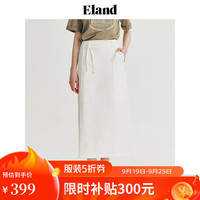 ELAND衣恋棉麻半身裙舒适中长款直筒长裙24夏季 象牙白/白色(39)Ivory L/170