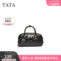 他她（TATA）休闲手提波士顿包女包包棕色单肩包2024冬季X3364DX4 黑色 F