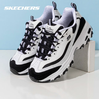 SKECHERS 斯凯奇 熊猫鞋女 D'LITES时尚舒适透气运动休闲鞋子 13148-WBK 37.5