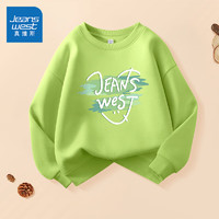 真维斯童装 JEANSWEST JNR 女童卫衣春秋款2024儿童上衣紫色加绒女孩打底中大童洋气春装 薄荷绿/J绿涂鸦笑脸 140cm